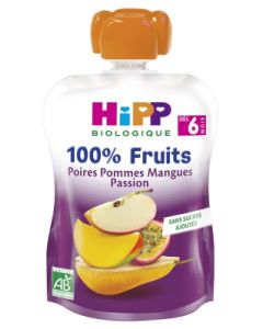 HIPP GOURDE POIRE POMME MANGUE PASSION BIO 90G