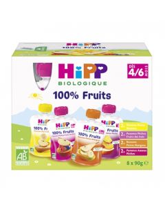 HIPP GOURDE MULTIPACK 4VARIETES 4/6M BIO 90G X8