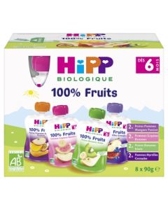 HIPP GOURDE MULTIPACK 4VARIETES 6M BIO 90G X8