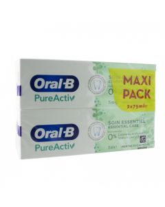 ORAL B PUREACTIV SOIN ESSENTIEL DENTIFRICE 75ML X2