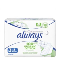 ALWAYS COTTON PROTECTION SERVIETTE ULTRA NIGHT 9