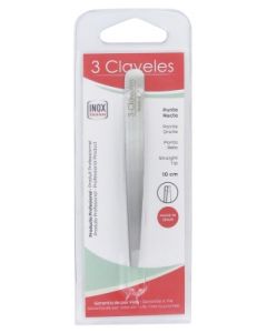 3CLAVELES PINCE A EPILER DROITE INOX 10CM