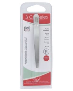 3CLAVELES PINCE A EPILER BIAIS INOX 10CM