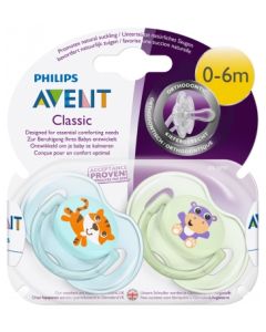 AVENT SUCETTE SILICONE AEREE HIPPO TIGRE 0/6M X2