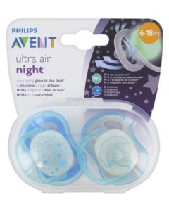 AVENT SUCETTE ULTRA AIR NUIT GARCON 6/18MOIS X2