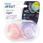 AVENT SUCETTE ULTRA AIR NUIT FILLE 0/6MOIS X2