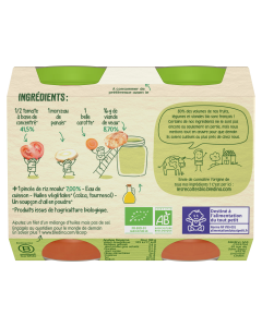 BLEDINA LES RECOLTES BIO Tomates Riz Veau 2x200g Dès 6 Mois