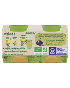 BLEDINA LES RECOLTES BIO POTS Pommes Nectarines Bananes 2x130g Dès 6 mois