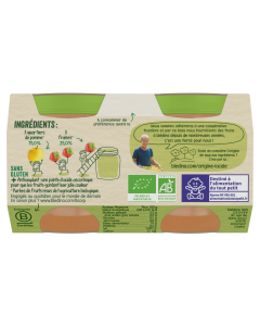BLEDINA LES RECOLTES BIO POTS Pommes Fraises 2x130g Dès 4/6 mois