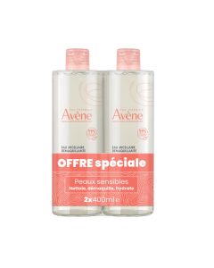 Eau Thermale Avène - Les Essentiels - Eau micellaire démaquillante Peaux sensibles Visage Yeux Lèvres Duo 2 x 400 ml