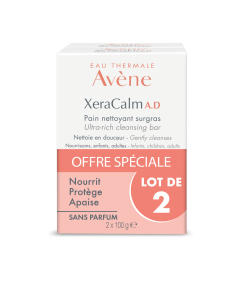 Eau Thermale Avène - XeraCalm A.D - Pain nettoyant surgras - peaux très sèches sujettes à l'eczéma atopique et aux démangeaisons  Offre spéciale duo 2X100gr