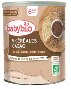 5 Céréales Cacao Riz, Blé, Avoine, Seigle, Quinoa Bio