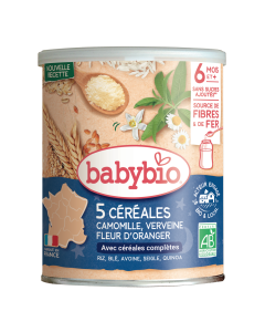 5 Céréales Camomille Verveine Fleur d'Oranger Riz, Blé, Avoine, Se Bio