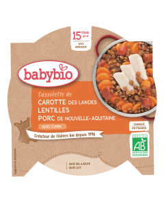Cassolette de Carotte des Landes Lentilles Porc de Nouvelle-Aquita Bio