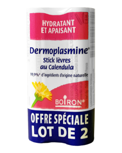 Boiron Dermoplasmine® Stick lèvres au Calendula, Lot de 2 Sticks de 4 G