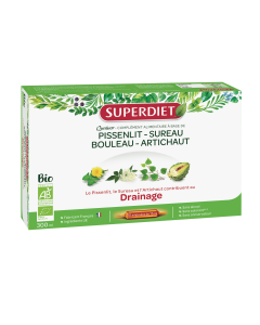QUATUOR PISSENLIT DRAINAGE BIO Pissenlit, Sureau, Bouleau, Artichaut - 20 ampoules de 15ml