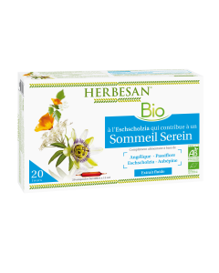 HERBESAN ESCHSCHOLZIA SOMMEIL BIO Angélique, Passiflore, Eschscholzia, Aubépine - 20 ampoules de 15ml