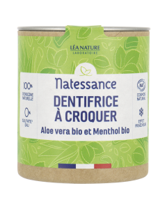 DENTIFRICE A CROQUER FRAICHEUR ALOE VERA BIO ET MENTHOL BIO COSMOS NAT 80cp NATESSANCE BIO