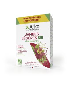 ARKOFLUIDES JAMBES LÉGÈRES BIO  OFFRE SPÉCIALE + 50% OFFERT 30 ampoules