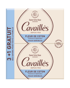 SAVON SURGRAS EXTRA DOUX FLEUR DE COTON lot de 3x250gr + 1 Gratuit