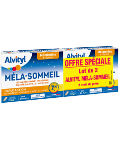 Alvityl - Méla-Sommeil gélules - Mélatonine + 3 plantes + vitamine B6 - Triple action sur le sommeil - Dès 18 ans - 30 gélules