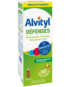 Alvityl - Défenses Sirop, goût tutti frutti - Echinacées, Propolis, Vitamines C & D - Dès 3 ans - 240 ml