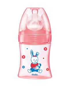 Biberon Initiation+ Anti-Colique 150ml ROSE POUPÉE 0-6 mois tétine ronde 3 vitesses débit 1 