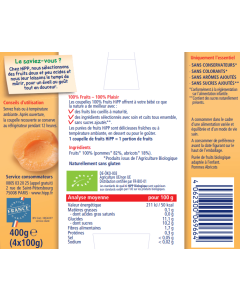 100% FRUITS POMMES ABRICOTS BIO COUPELLES 4X100G - DÈS 4/6 MOIS