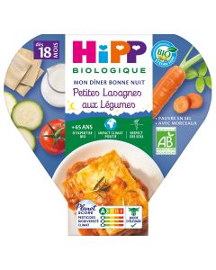 MON DÎNER BONNE NUIT PETITES LASAGNES AUX LÉGUMES ASSIETTE 260G DÈS 18 MOIS BIO