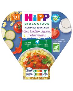 Bonne Nuit Pâtes étoilées Légumes méditerranéens assiette 230g dès 12 mois BIO