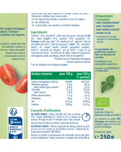 LA MAMMA CANNELLONI AUX LÉGUMES ASSIETTE 250G BIO - DÈS 15 MOIS