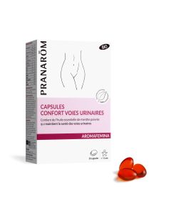 Pranarom - Confort Voies Urinaires Bio - Contient de l’huile essentielle de Menthe poivrée qui maintient la santé des voies urinaires - Aromafemina - 30 Capsules
