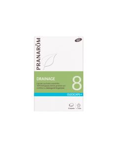 Pranarom - Oléocaps 8 - Drainage - Aux Huiles Essentielles Ciblées - Menthe Poivrée, Citron, Gingembre, Cardamome, Mandarine & Genévrier - 100% Naturelle Et Bio - HECT - 30 Capsules Prédosées