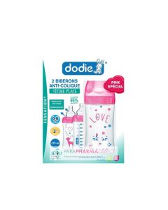DODIE SENSATION+ BIBERON FUSHIA LOVE 0/6M 270ML X2