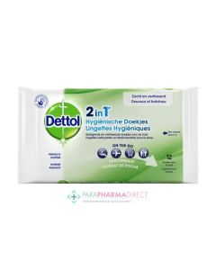 DETTOL LINGETTE ANTIBACTERIENNE 2EN1 12