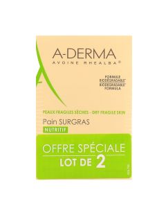 A-Derma - Les Indispensables - Pain surgras nettoyant nutritif Offre spéciale duo 2X100gr