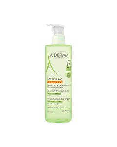 A-Derma - Exomega Control - Gel lavant émollient anti-démangeaisons - 2en1 Corps et Cheveux 500 ml