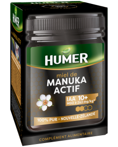 Humer  - Miel de Manuka Actif IAA® 10+ - 2ème niveau d'activité - Minimum 263mg/kg de méthylglyoxal - 250g