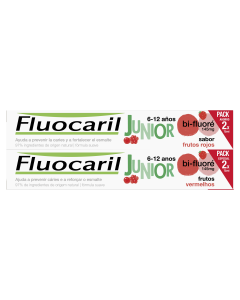 Fluocaril Junior, Dentifrice 6-12ans, Fruits Rouges, 2x75ml