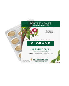 Klorane - Quinine - KERATINcaps - Force et vitalité - Complément alimentaire Kératine - Cheveux et ongles 30capsules