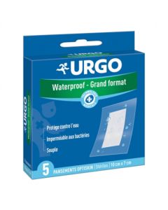 URGO - Pansement Waterproof - Imperméable Compresse anti-adhérente - Grand Format - 5 pansements