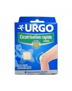 Urgo - Pansement Genou Cicatrisation rapide - Résistant à l'eau - Compresse hydro-colloïde - x 6