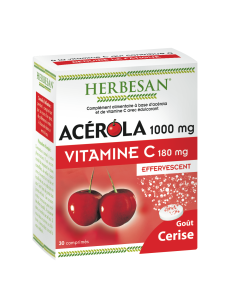 HERBESAN ACEROLA 1000 goût cerise - 30 comprimés effervescents