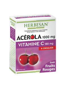 HERBESAN ACEROLA 1000 goût fruits rouges - 30 comprimés à croquer
