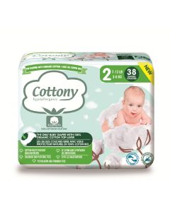 COTTONY COUCHES BEBE T2 (3-6 Kg)-paquet 38 couches