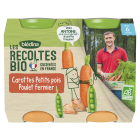 BLEDINA LES RECOLTES BIO Carottes Petits Pois Poulet Fermier 2x200g Dès 6 Mois