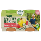 BLEDINA LES RECOLTES BIO POTS Pommes Fraises 2x130g Dès 4/6 mois