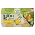 BLEDINA LES RECOLTES BIO POTS Pommes Poires 2x130g Dès 4/6 mois