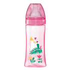 Biberon Initiation+ Anti-Colique 330ml ROSE JUNGLE +6 mois tétine ronde 3 vitesses débit 3