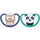 2 Sucettes SPACE 6-18m Hibou/ Panda